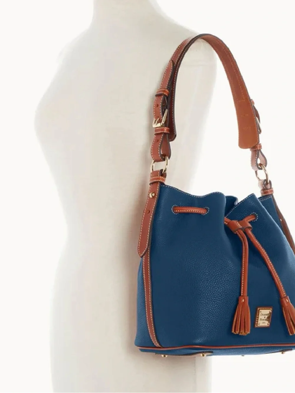 Dooney & Bourke Bucket Drawstring Tasha Midnight Blue EUC