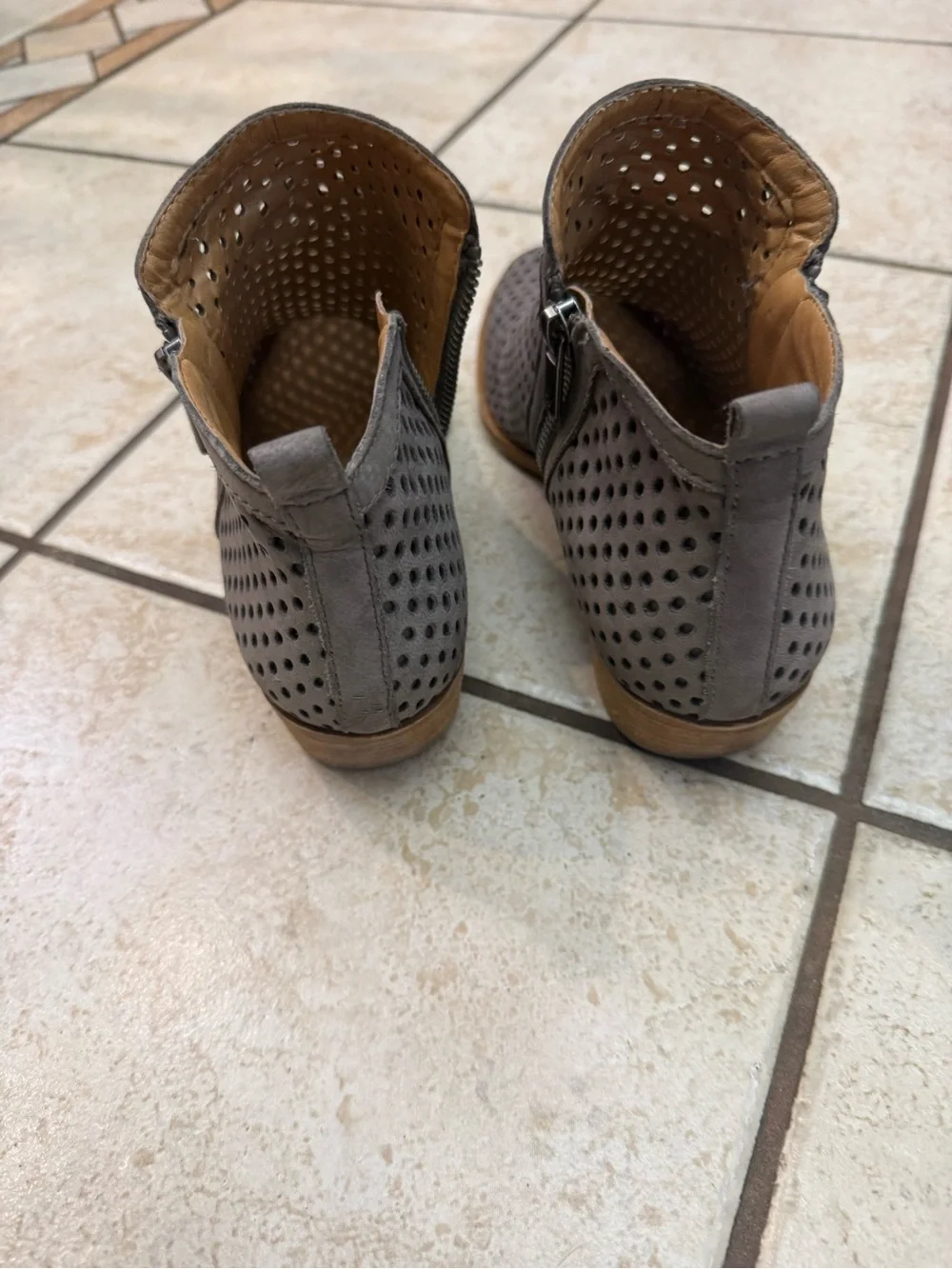 Lucky Brand Gray Perforated Ankle Booties