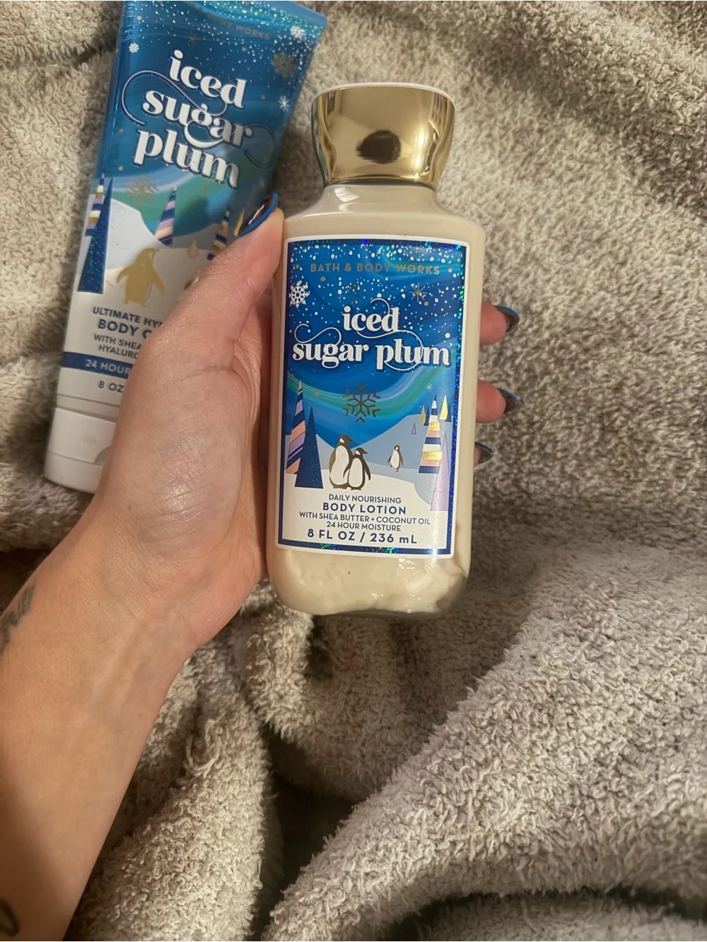 Bath & Body Works Limited Edition Iced Sugar Plum Body Cream & Lotion - Blue