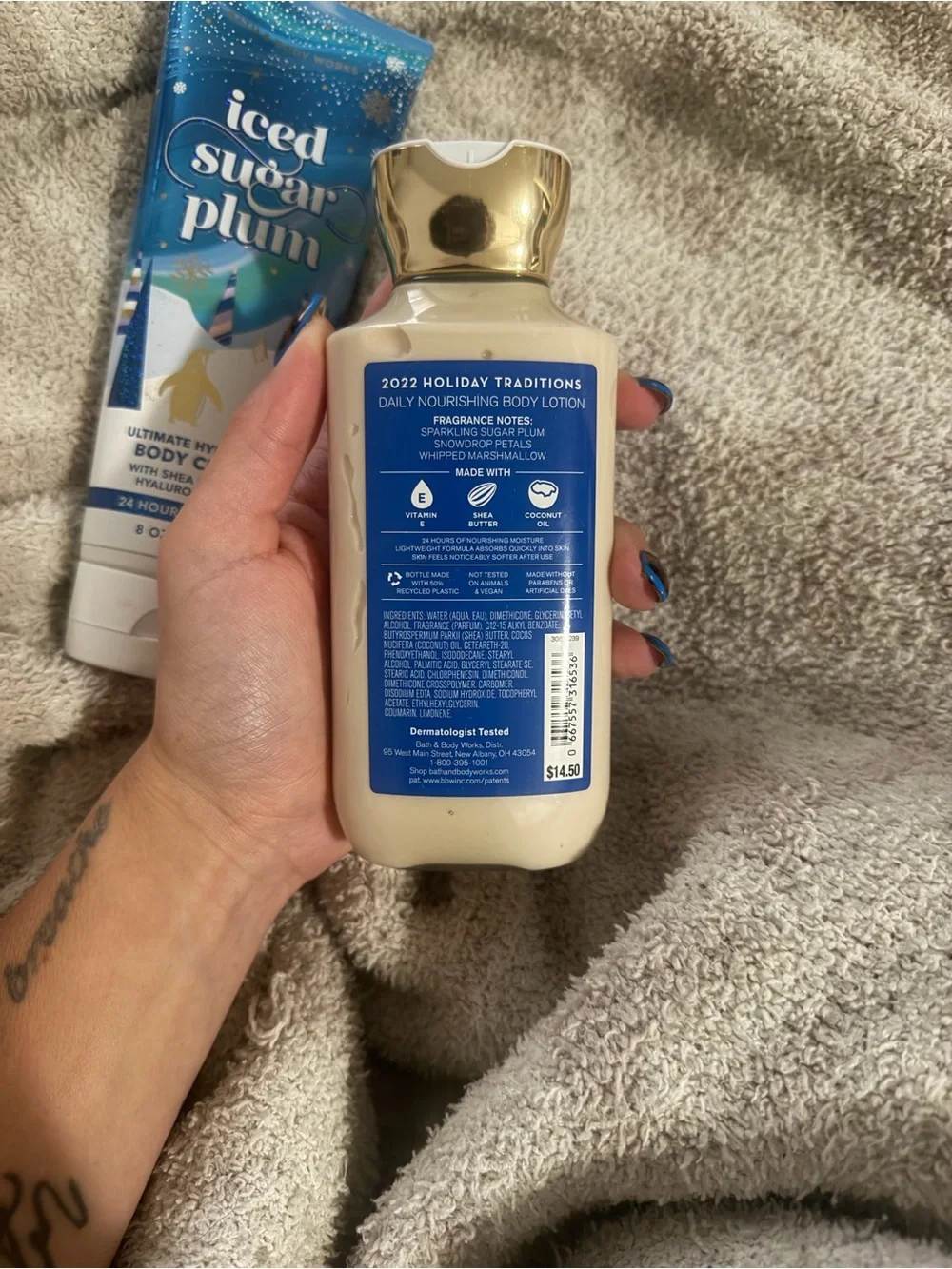 Bath & Body Works Limited Edition Iced Sugar Plum Body Cream & Lotion - Blue