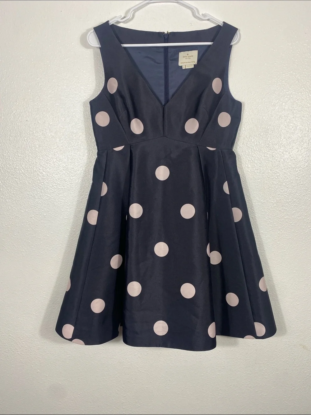 kate spade Black Midi Dress with Pink Polka Dots Size 8