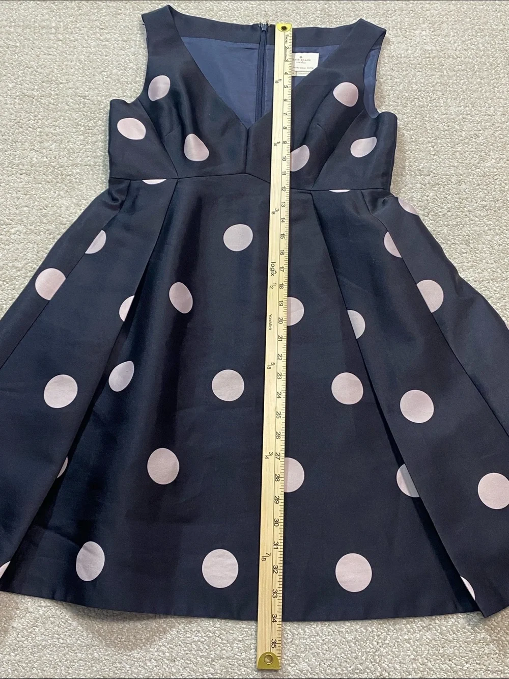 kate spade Black Midi Dress with Pink Polka Dots Size 8