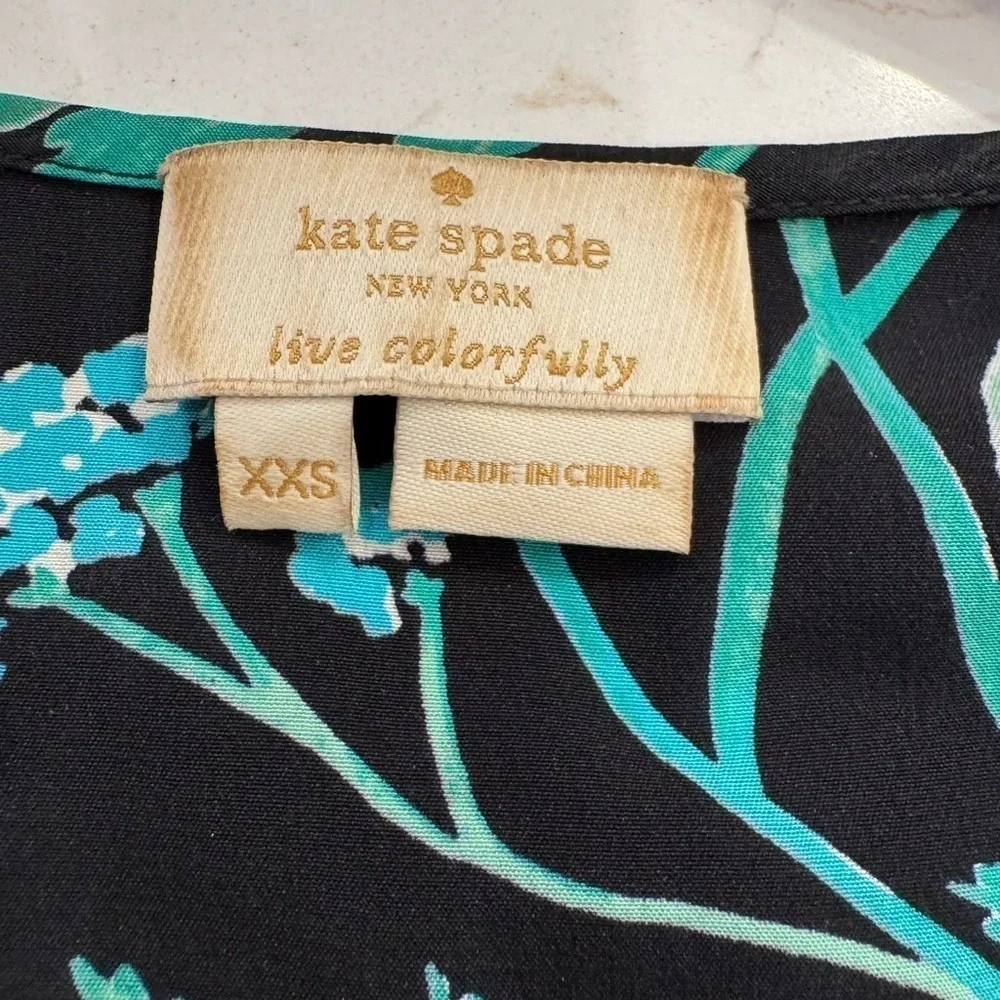 Kate Spade Hummingbird Silk Floating Blouse / tassle ties/  xxs