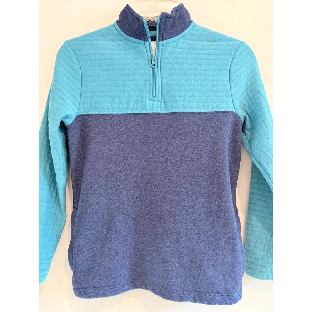 Cat & Jack Boys Blue Quilted Quarter Zip Pullover Sweater Size M 8/10