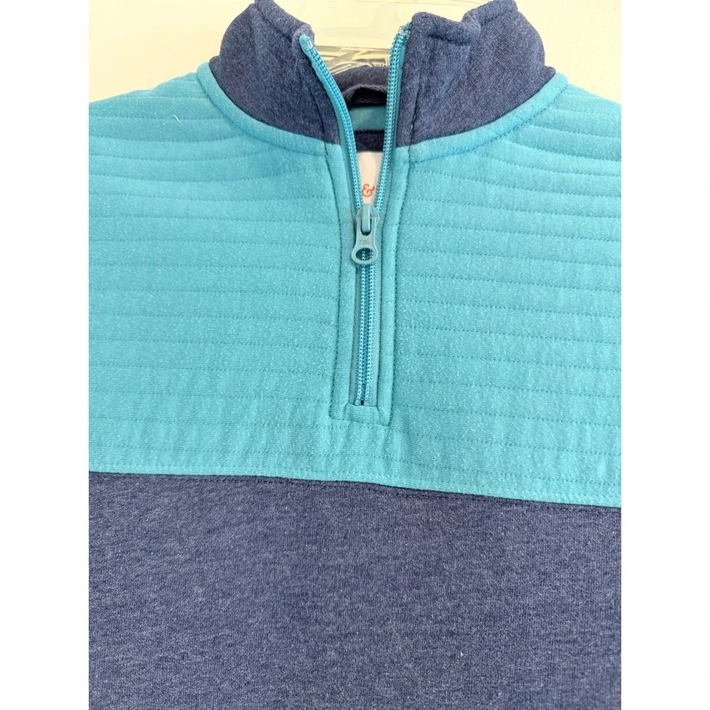 Cat & Jack Boys Blue Quilted Quarter Zip Pullover Sweater Size M 8/10