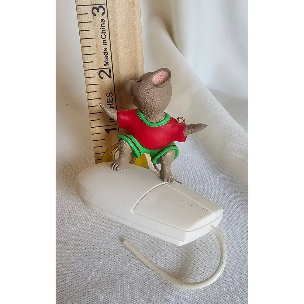 VTG Hallmark Net Surfer Ornament 1999 White Mouse Computer Tech Retro Vintage