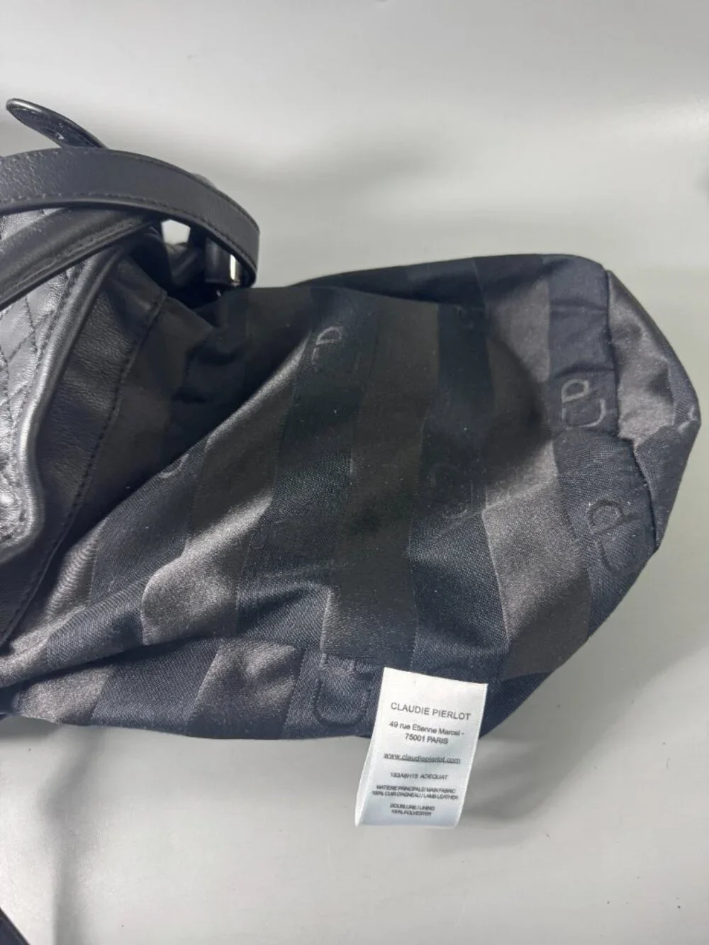 Claudie Pierlot Black Leather Quilted Bucket Bag