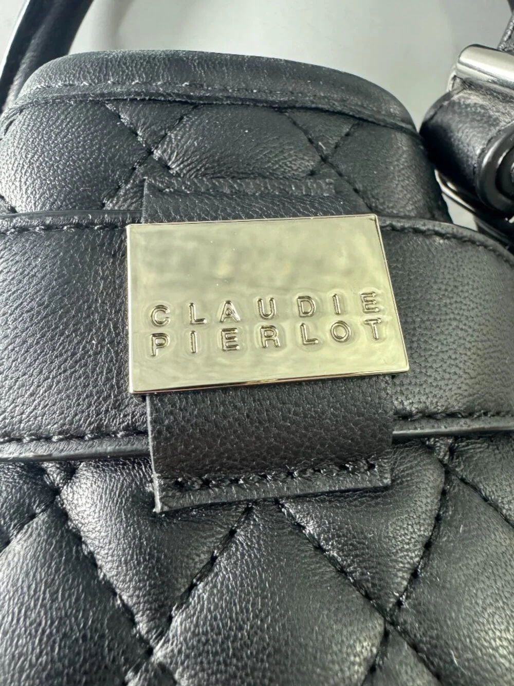 Claudie Pierlot Black Leather Quilted Bucket Bag
