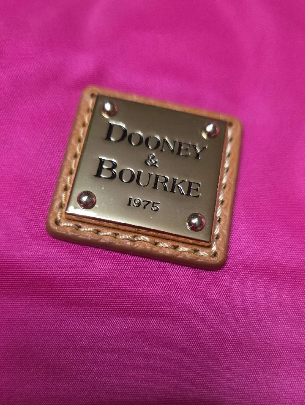 Dooney & Bourke Fuchsia Nylon Crossbody with Tan Leather Strap