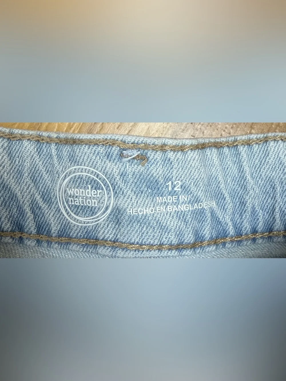 178: Wonder Nation Light Blue Denim Shorts with Embroidered Floral Detail - YM