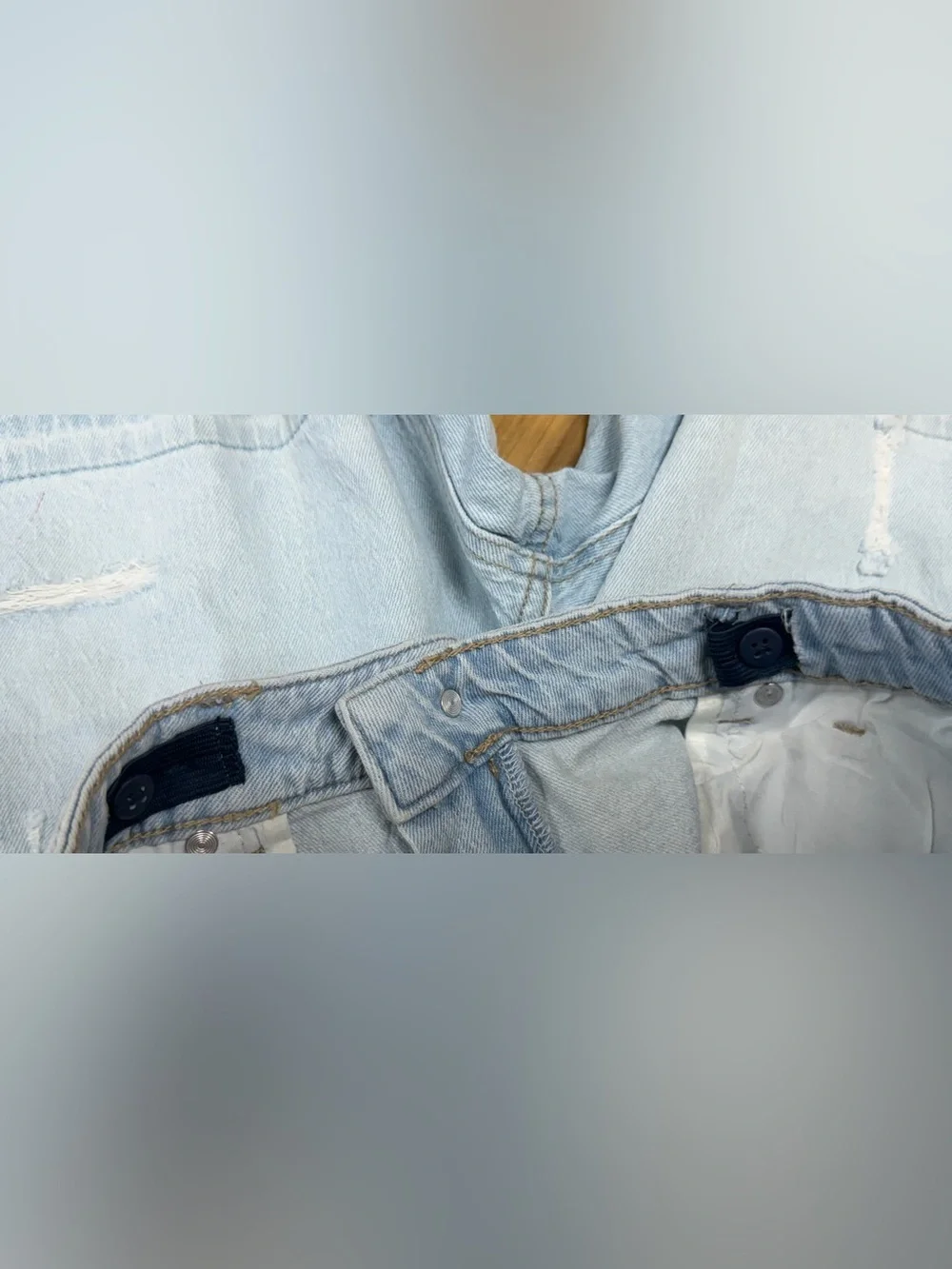178: Wonder Nation Light Blue Denim Shorts with Embroidered Floral Detail - YM