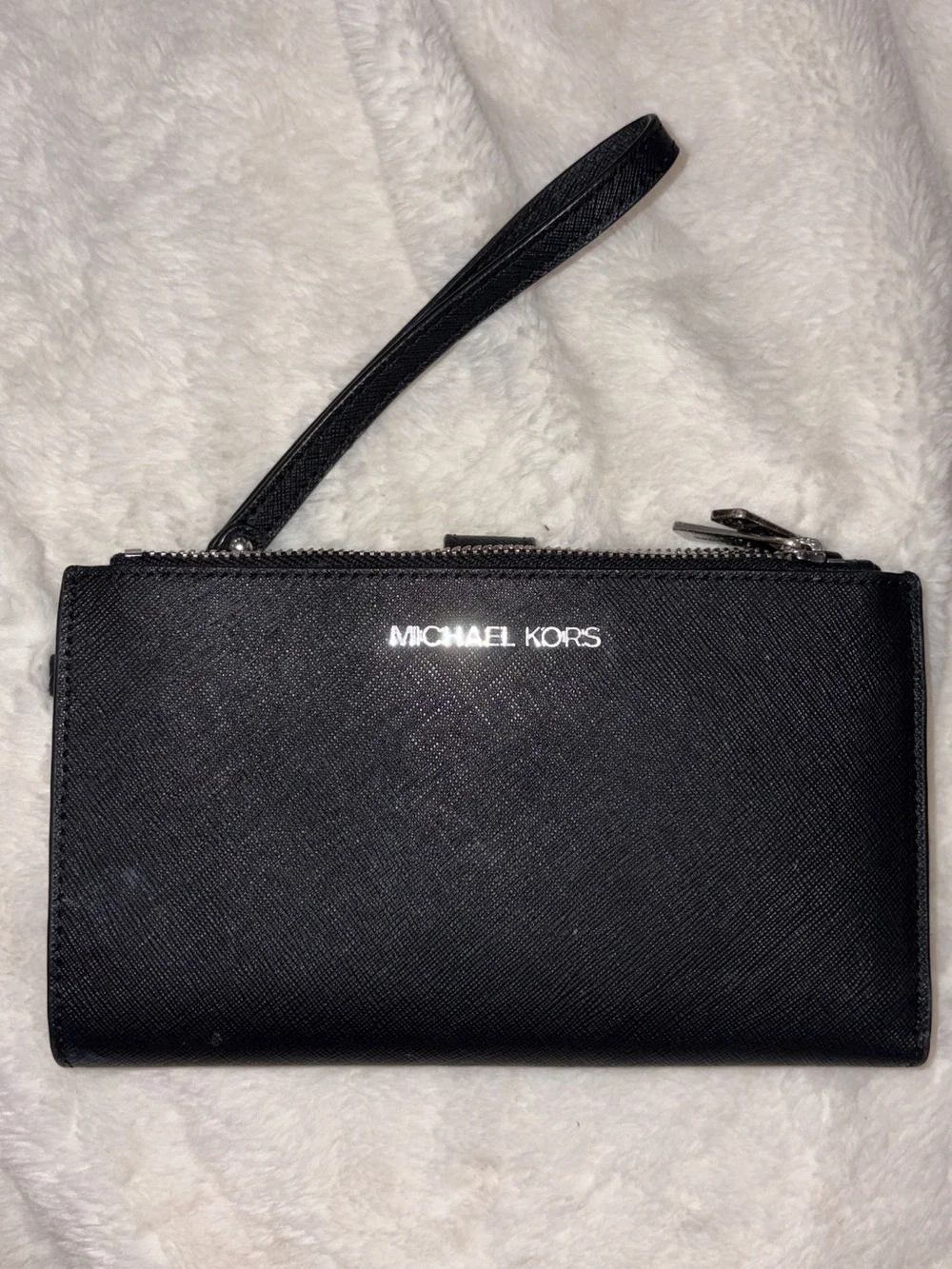 Michael Kors Black Crossbody Wristlet with Gray Card Case Bundle !