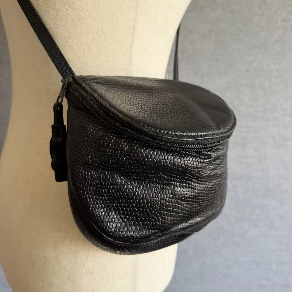 Ann Taylor Vtg Crossbody Mini Bag Lizard Reptile Embossed Leather Made in Italy