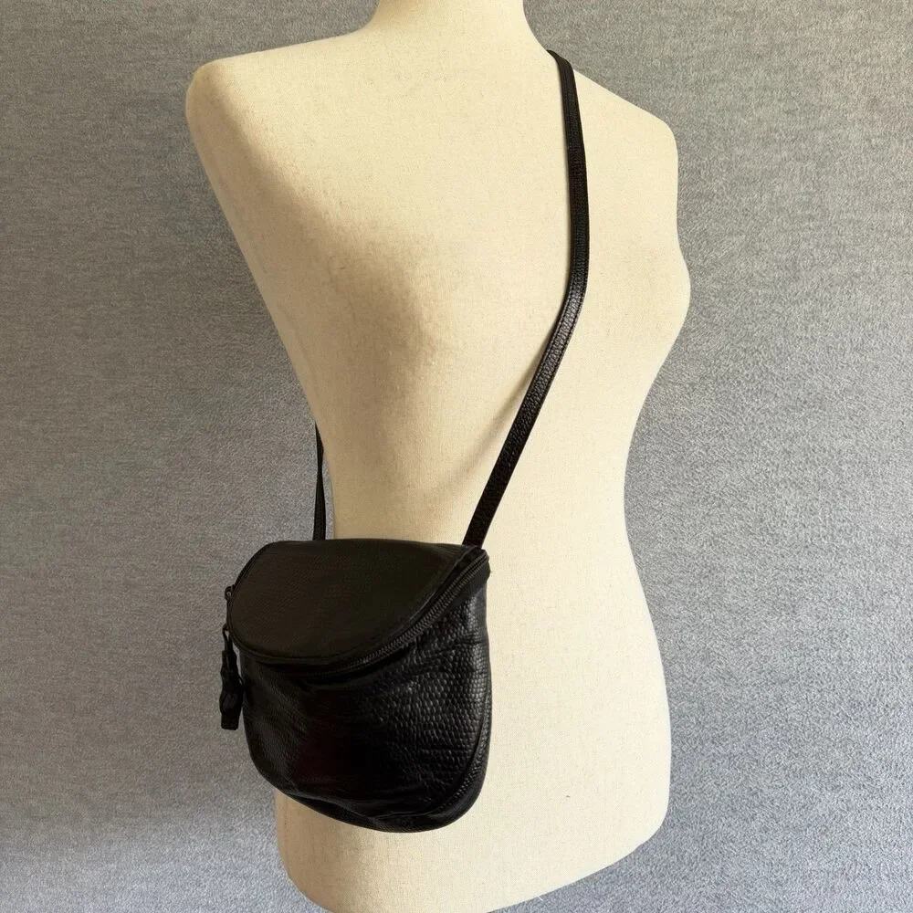 Ann Taylor Vtg Crossbody Mini Bag Lizard Reptile Embossed Leather Made in Italy