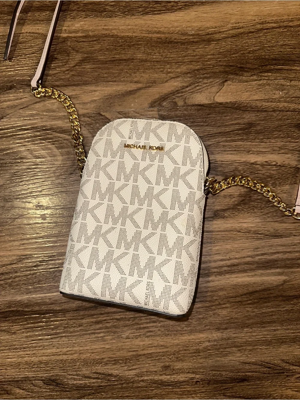 Michael Kors Beige With Gold Small Crossbody Bags Gently Used