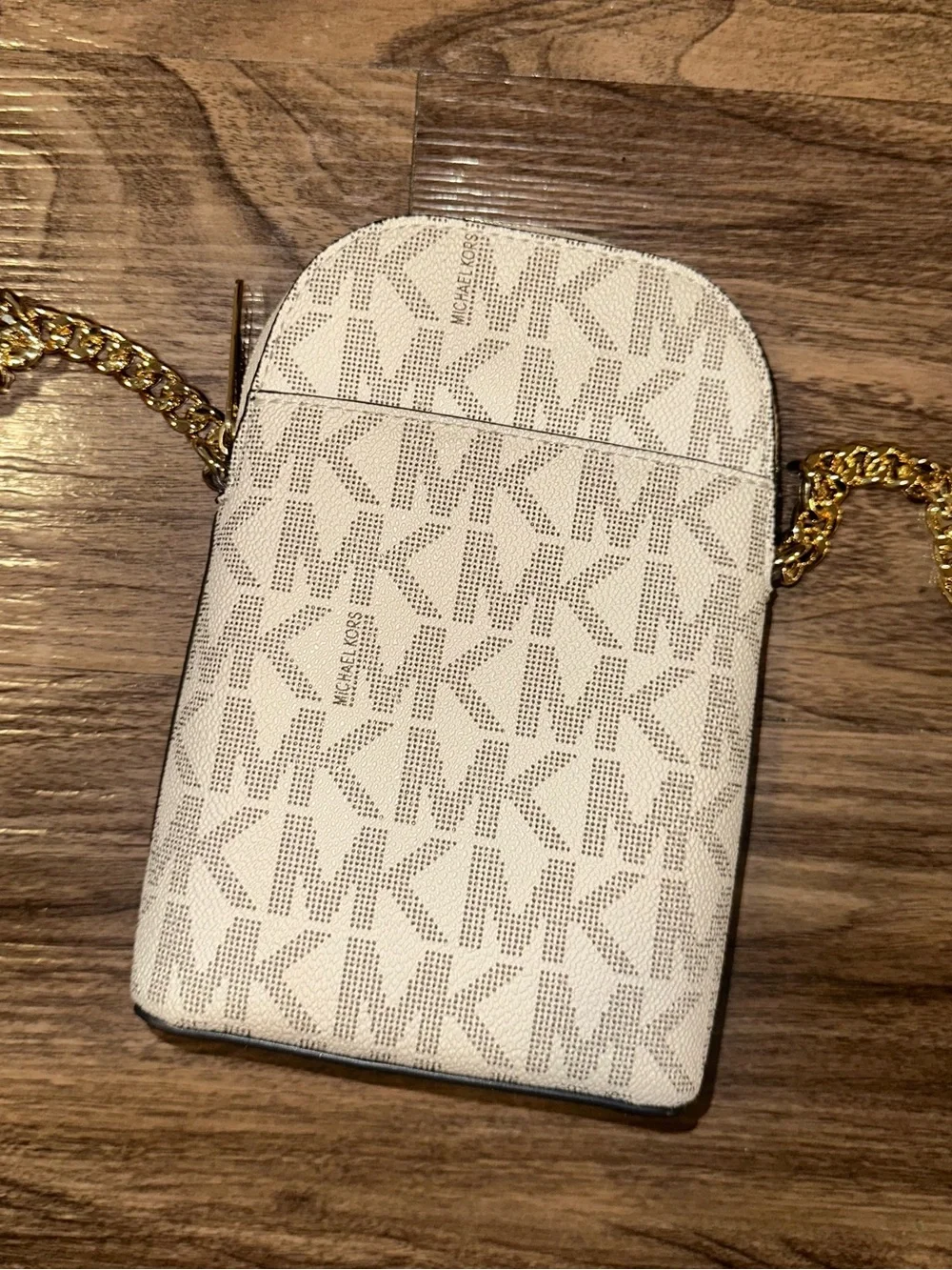 Michael Kors Beige With Gold Small Crossbody Bags Gently Used