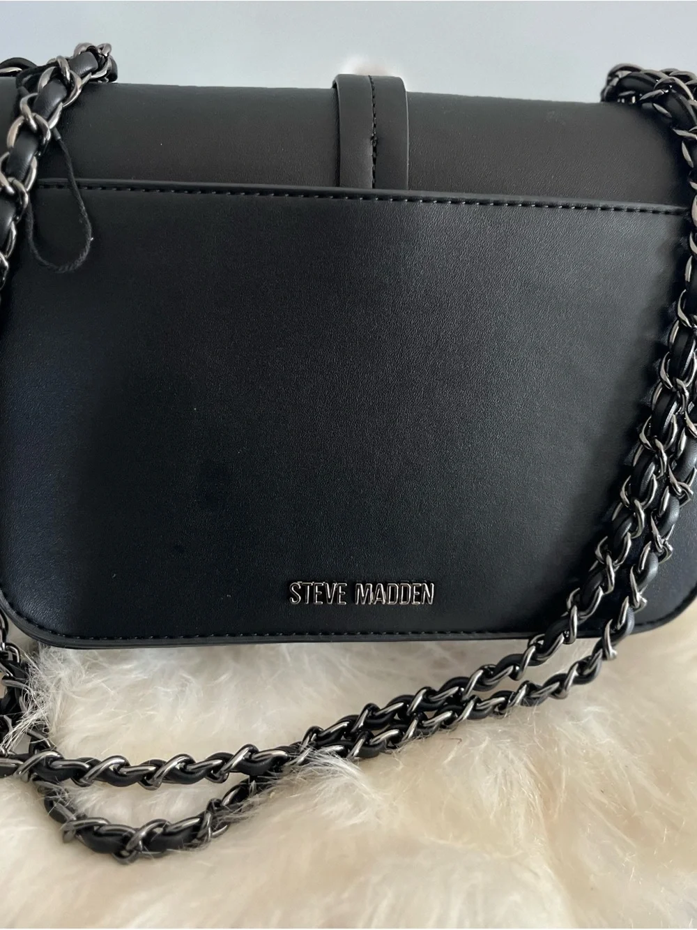 Steve Madden Black Chain-Strap Crossbody Bag