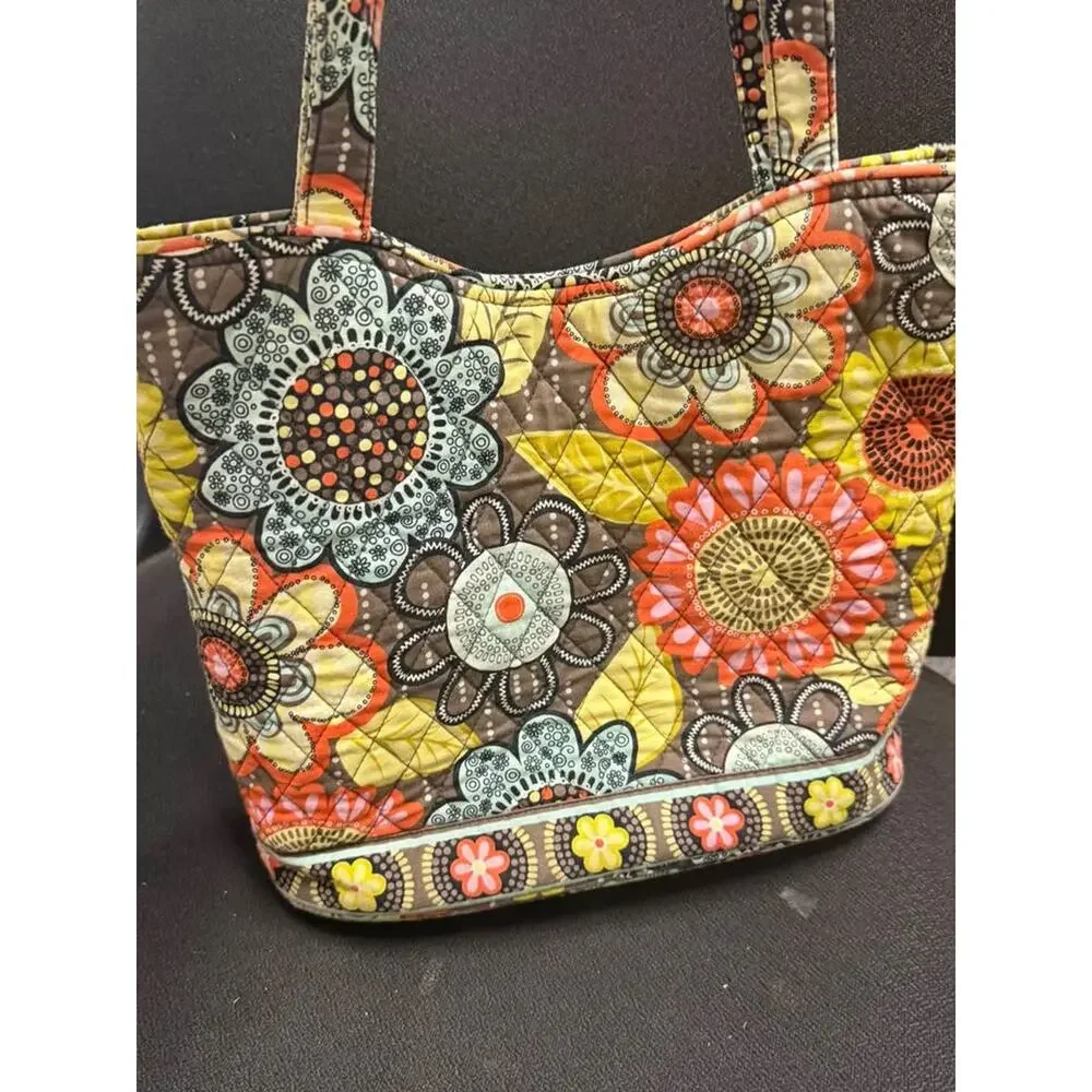 Vera Bradley Sun Valley Quilted Cotton Tote Bag Retired Floral Paisley Fall