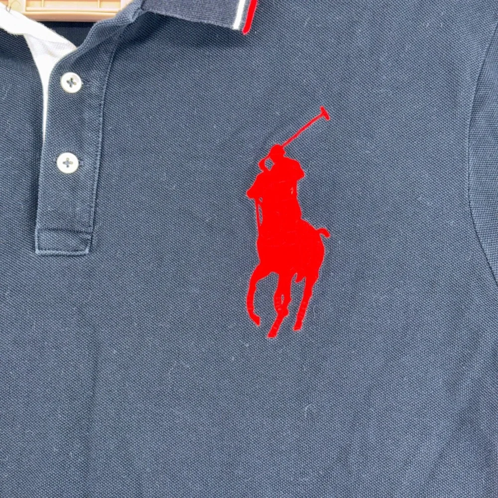 Polo Ralph Lauren Mens XL Big Pony Polo Shirt Navy Blue White Red Classic Fit
