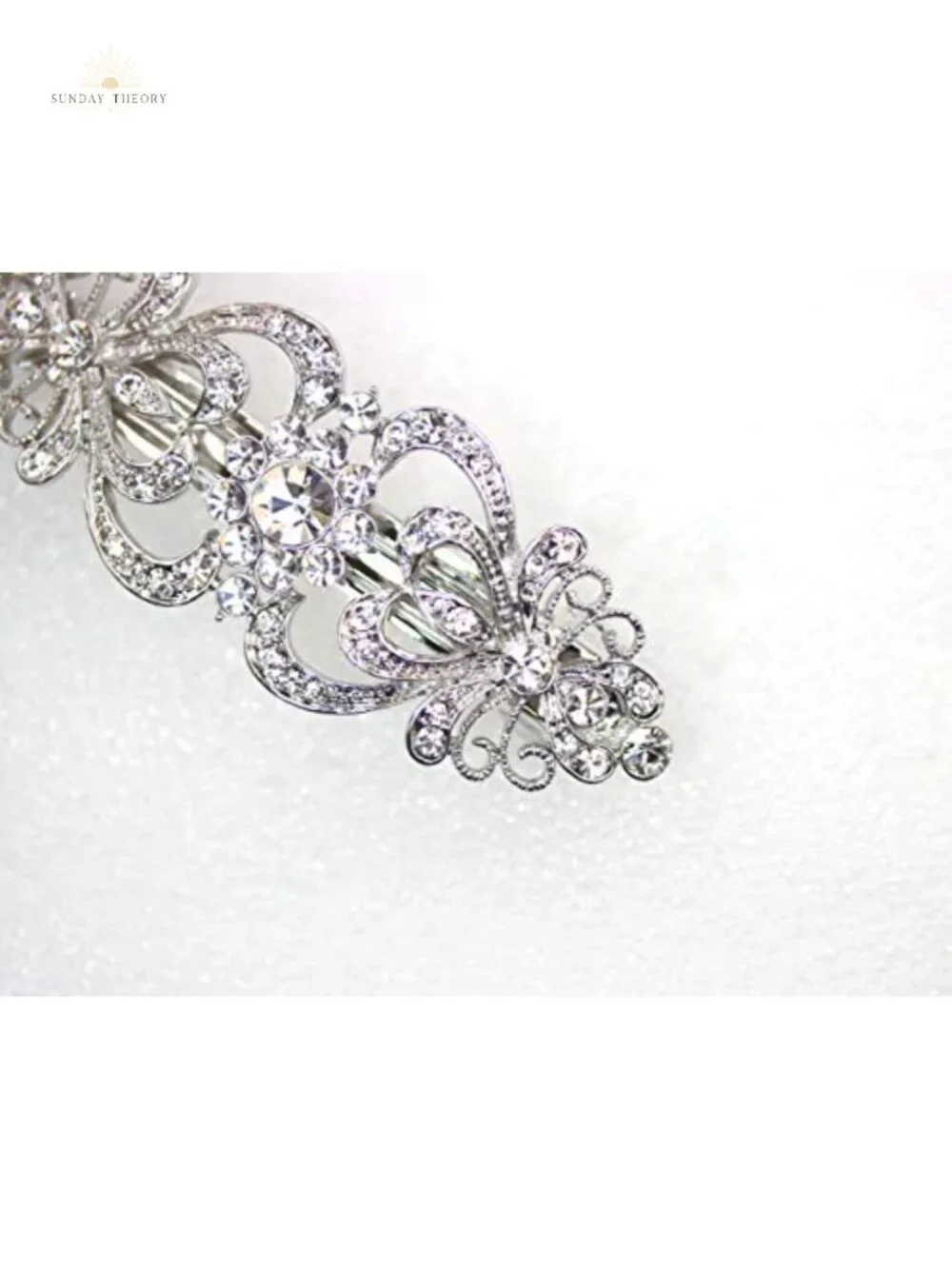 Crystal Floral Hair Barrette Rhinestone Flower Brooch Women's Hair Jewelry