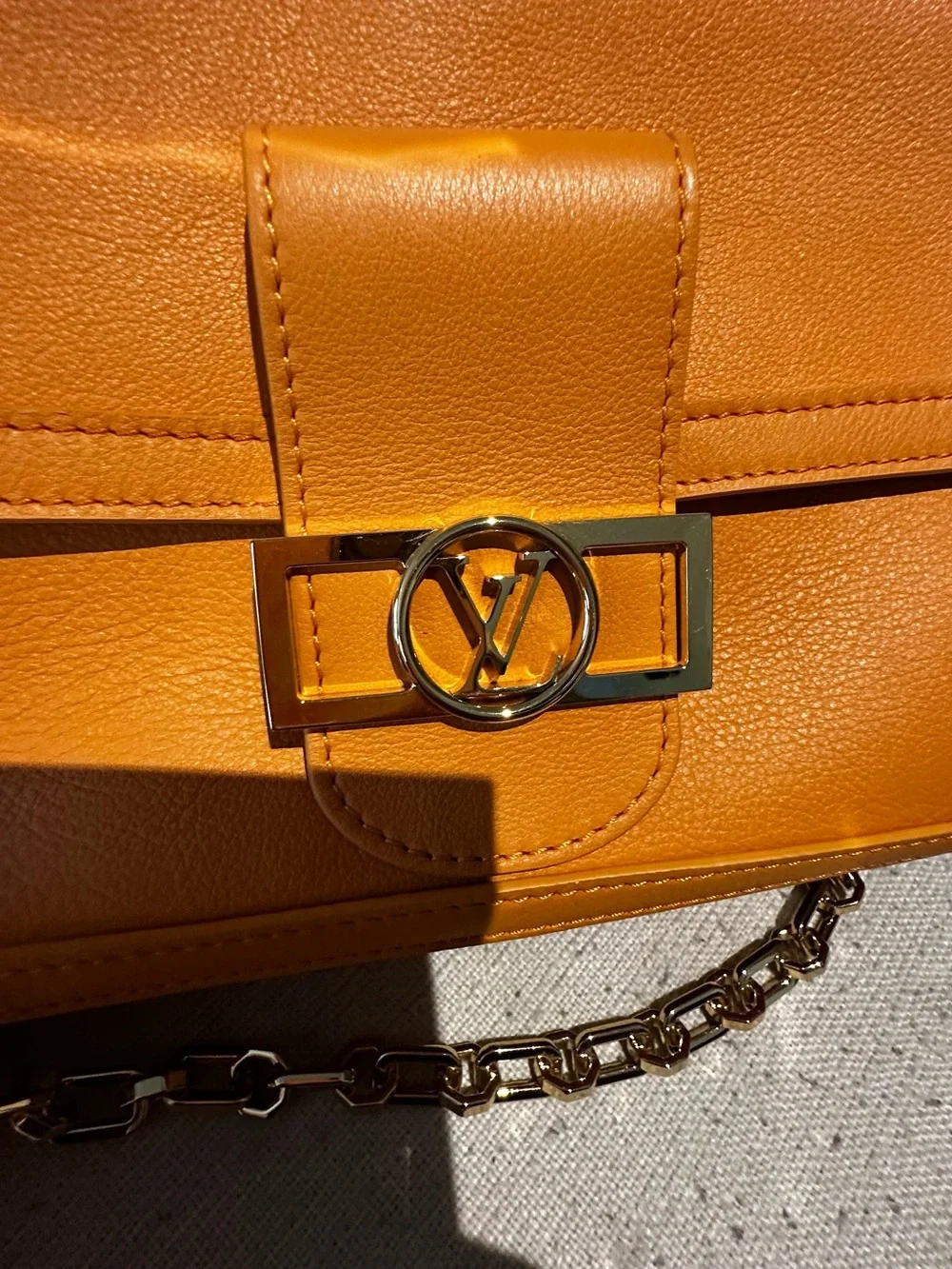 Louis Vuitton Dauphine Soft Orange Leather Bag