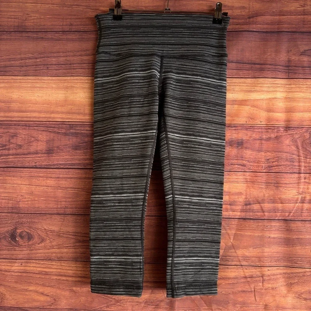 Lululemon Wunder Under Crop High Rise Leggings Space Dye Black Grey White Size 4