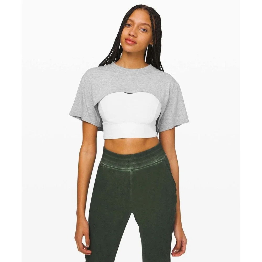 Lululemon All Yours Boyfriend Ultra Crop Heathered Core Light Grey Size 6