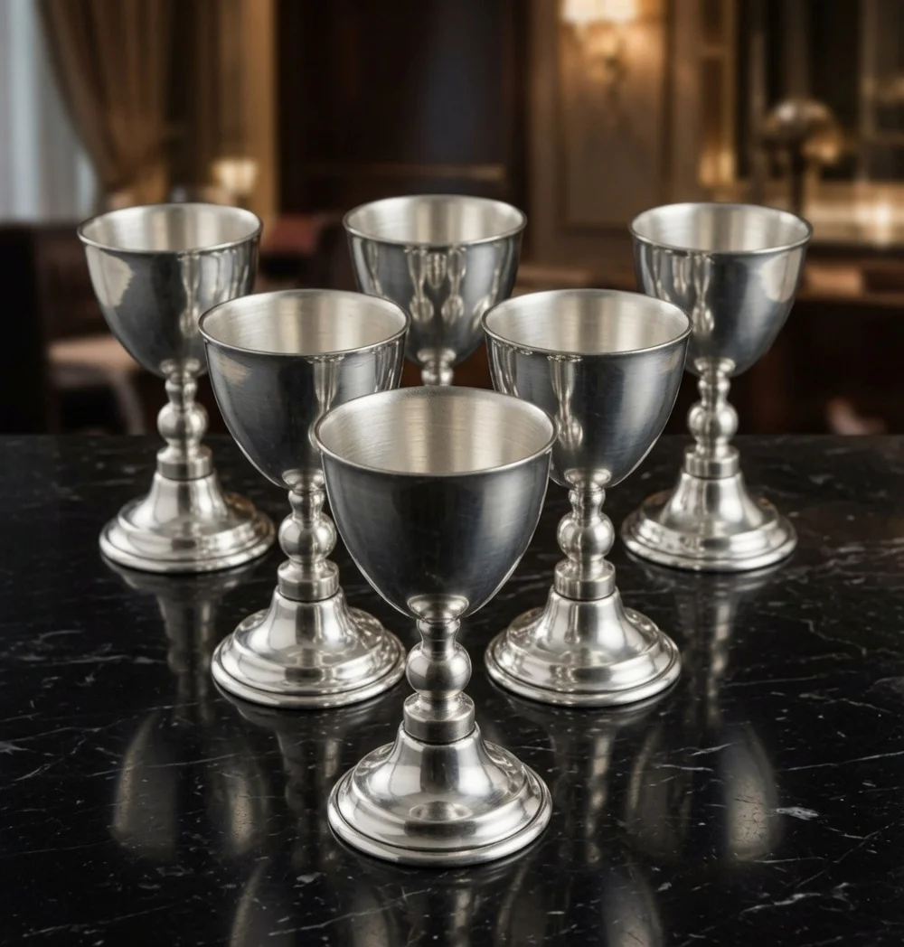 Vintage 6-Piece Silver Plated Small Goblet Set 3.5