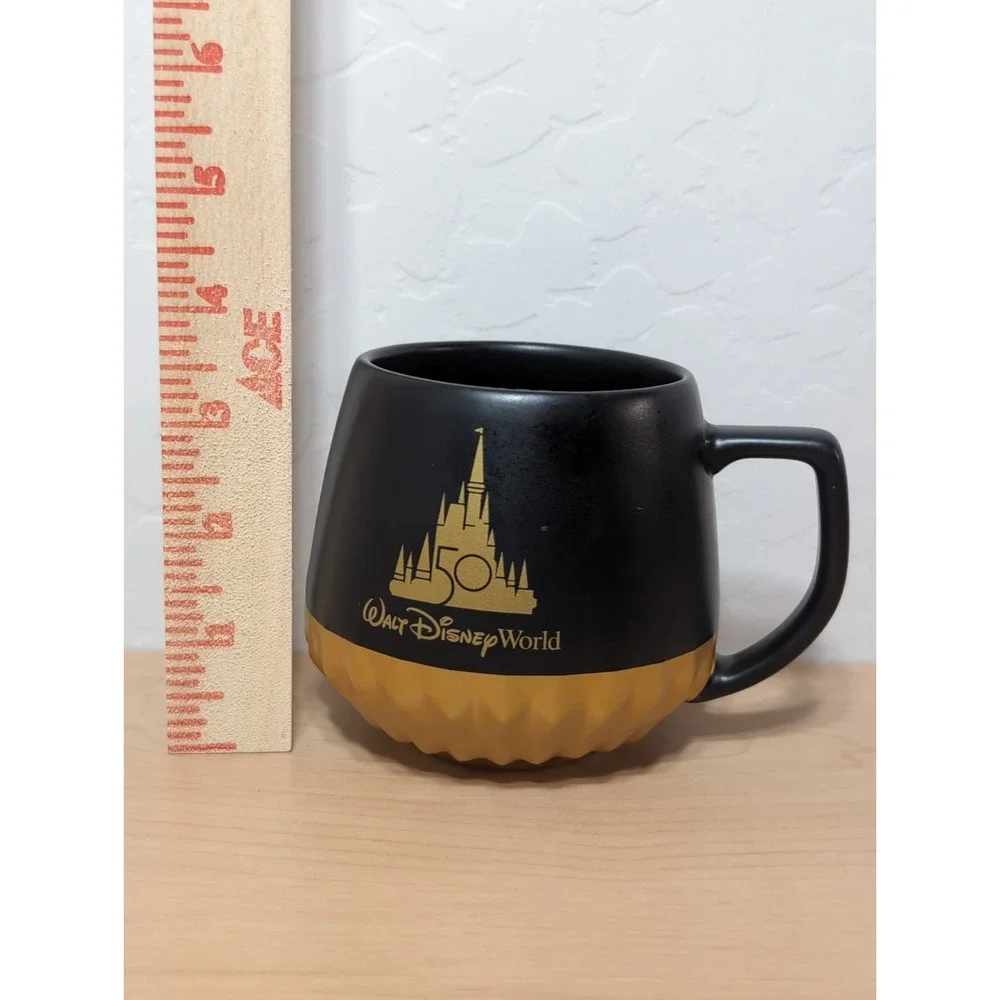 Walt Disney World 50th Anniversary STARBUCKS Coffee Luxe Mug Cup Black and Gold