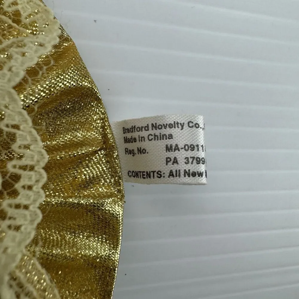 Bradford Novelty Victorian Hat & Parasol Ornaments Gold Lace Floral Fabric Set