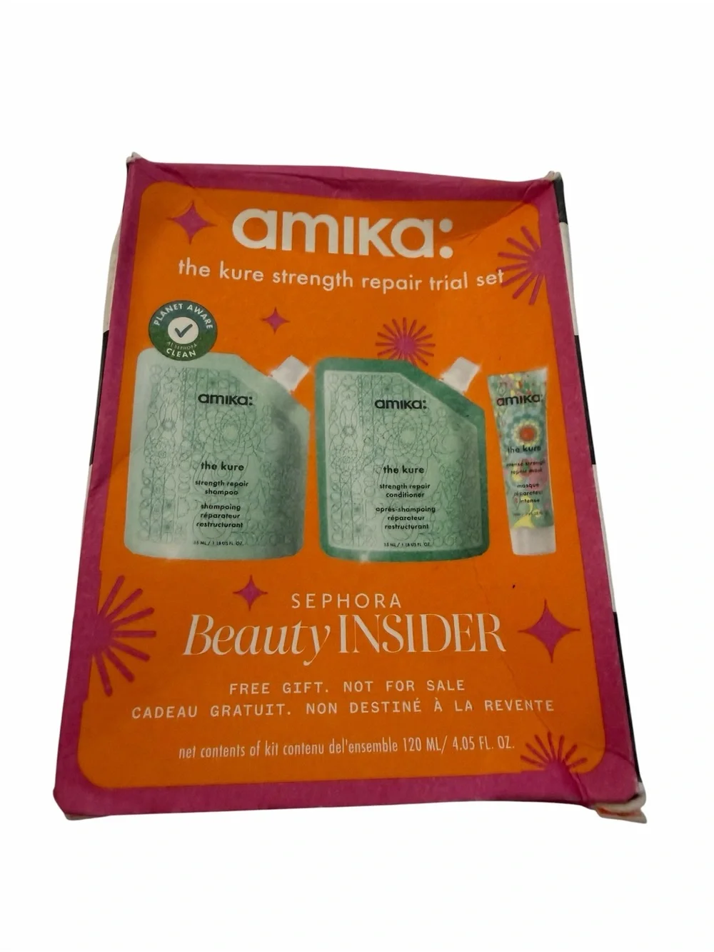 Amika the Kure Strength Repair Trial Set Shampoo, Conditioner, Repair Mask NIB