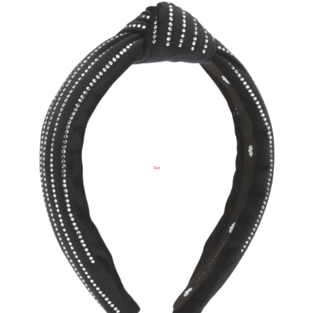 NWT $125 Lele Sadoughi Black Crystal Pinstripe Slim Knotted Headband!