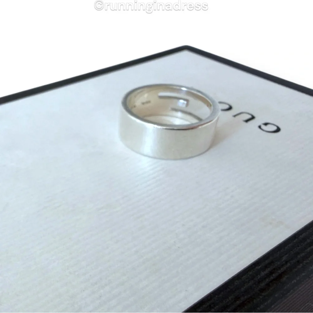 Authentic Gucci G Logo Cut-Out Ring Sterling Silver 925 Vintage Band Size 9