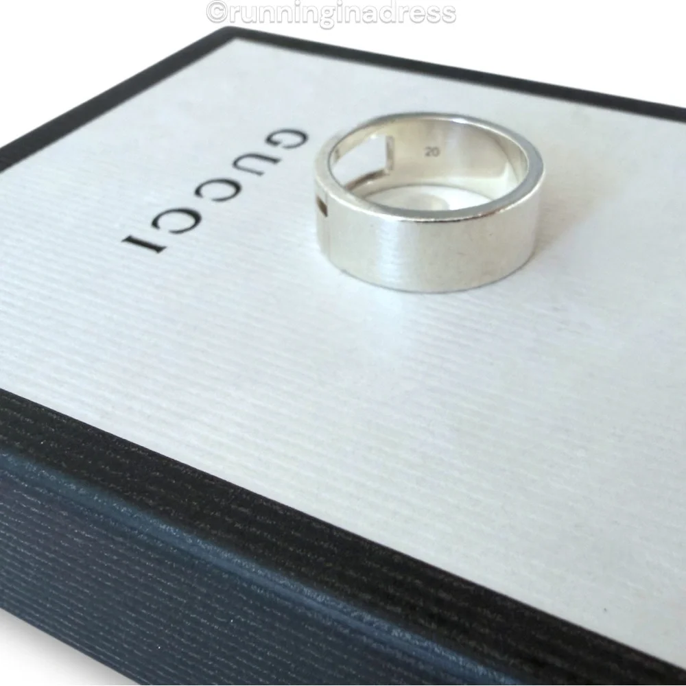Authentic Gucci G Logo Cut-Out Ring Sterling Silver 925 Vintage Band Size 9