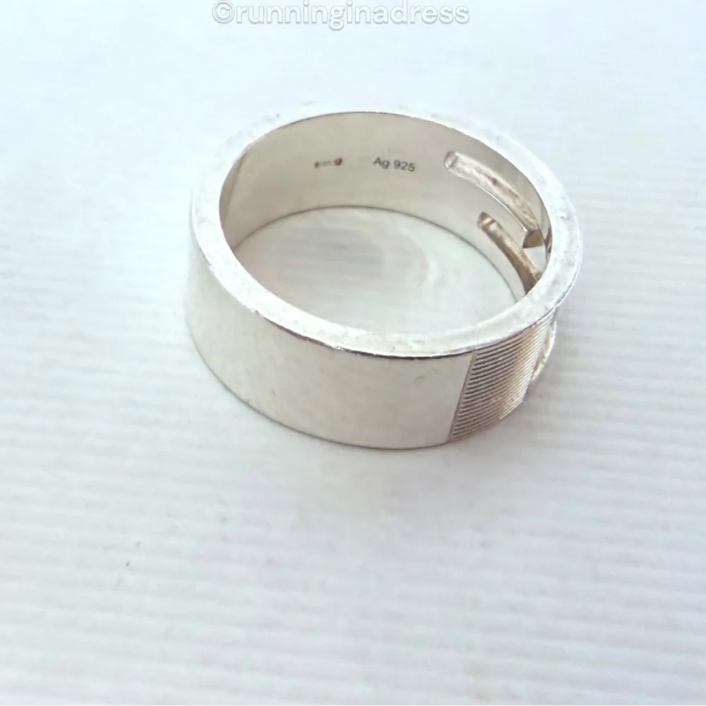 Authentic Gucci G Logo Cut-Out Ring Sterling Silver 925 Vintage Band Size 9