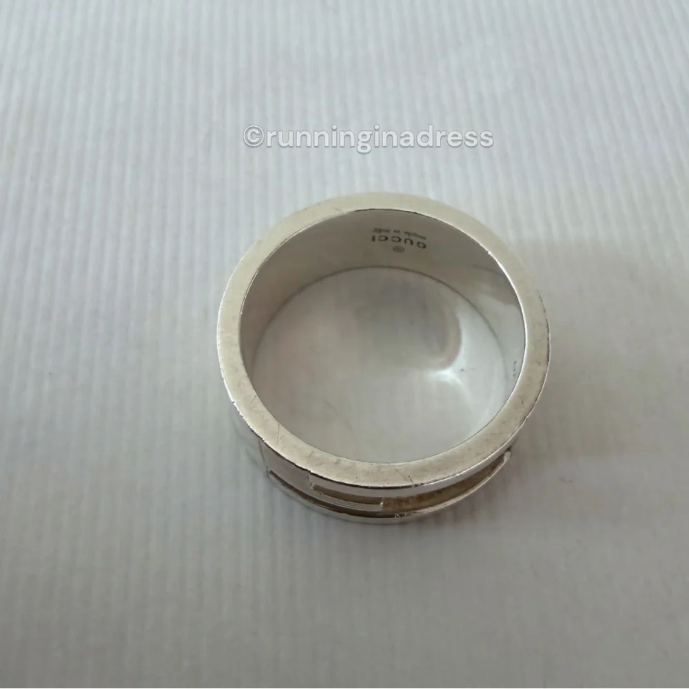 Authentic Gucci G Logo Cut-Out Ring Sterling Silver 925 Vintage Band Size 9