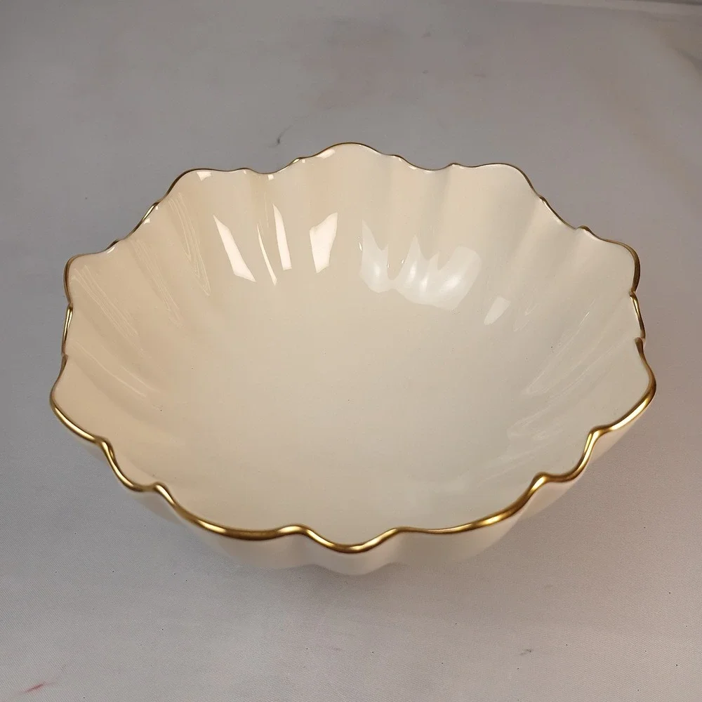 Vintage Original LENOX  Bon Bon Bowl; Sculpted Symphony Pattern Gold Trim