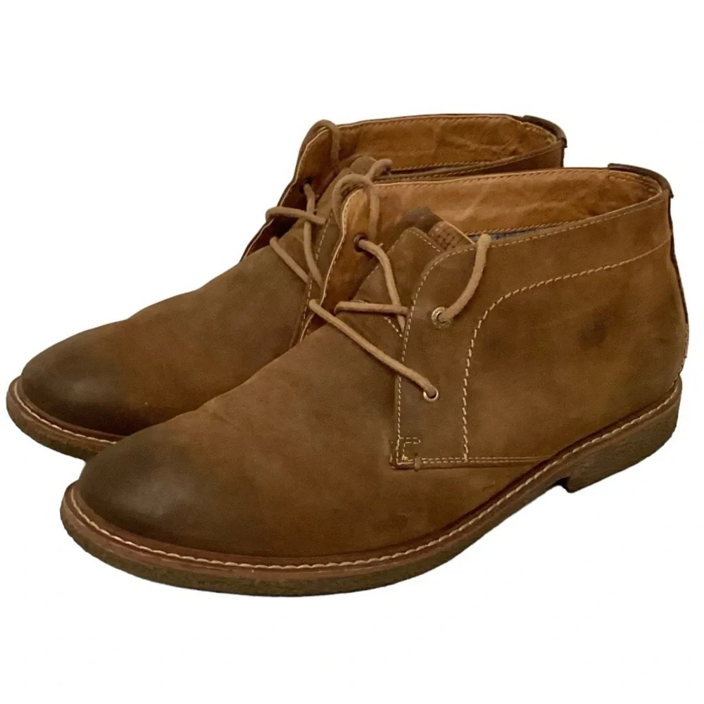 Lucky Brand 11.5 Chukka Leather Ankle Boots Brown Men’s Shoes Logo Lace Up