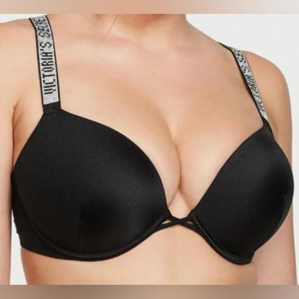38C 36D 36DD VS Swim Shine Strap Bombshell Bikini Top Black