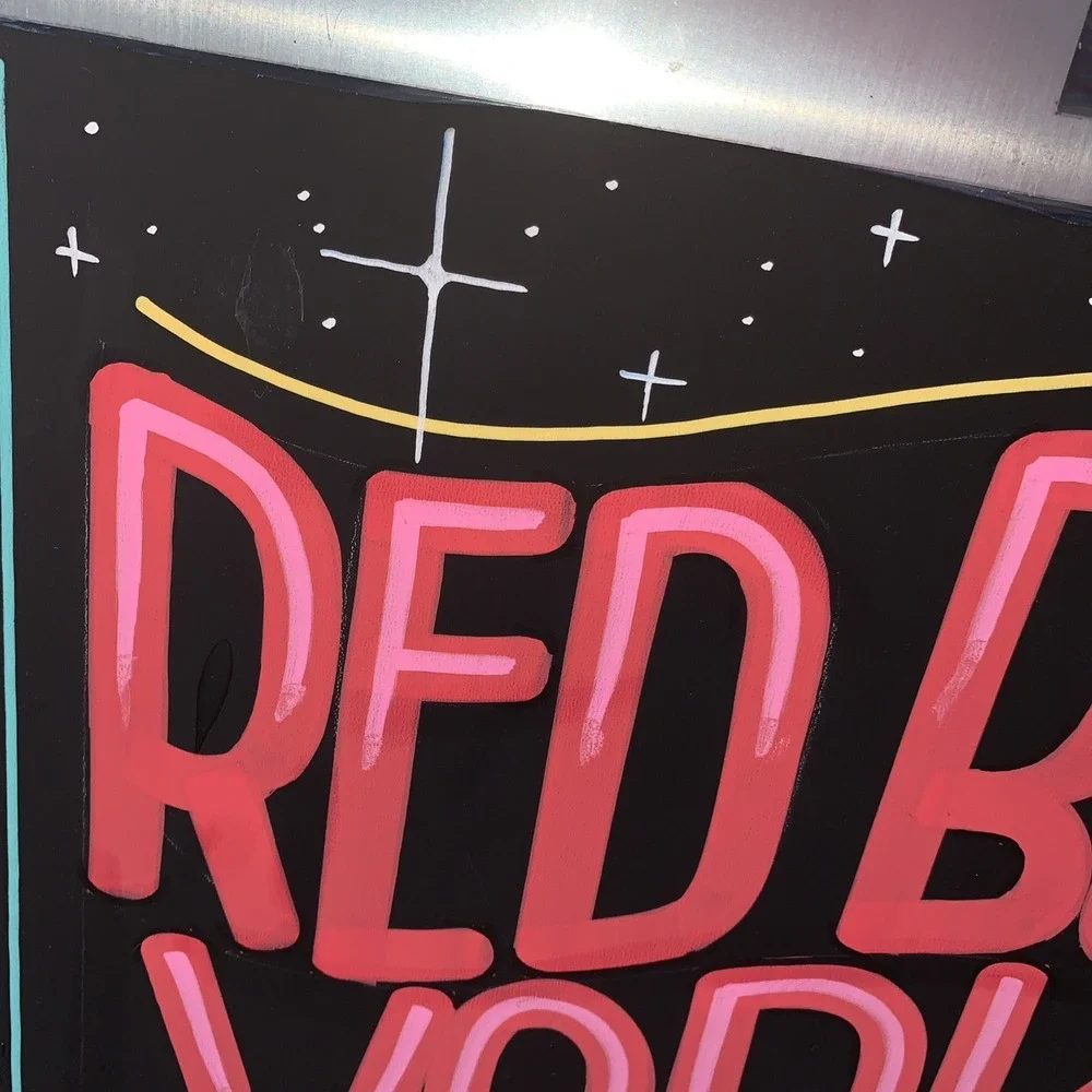 Set Of 2 Red Bull Hand Painted Bar Signs Marketing Advertising Campaign Sign