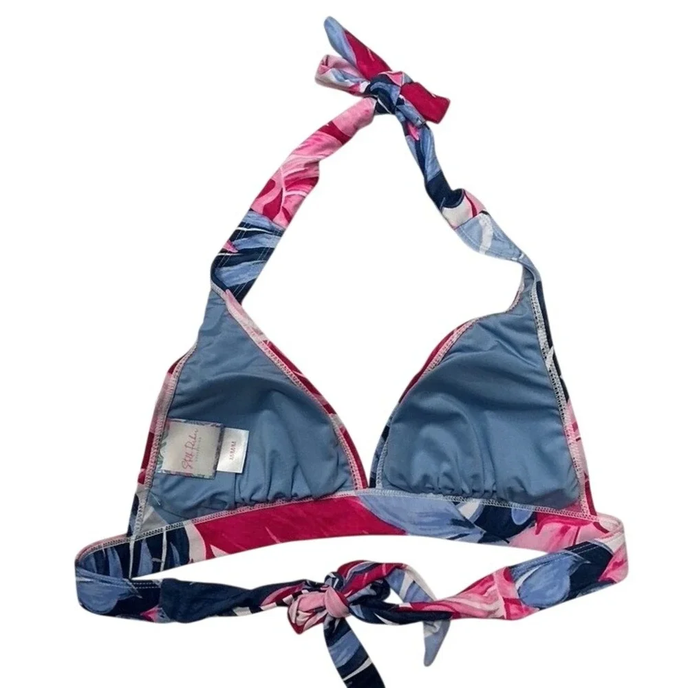 Stella‎ Parker Collection Pink Summer Tropical Leaf Halter Bikini Top Size M