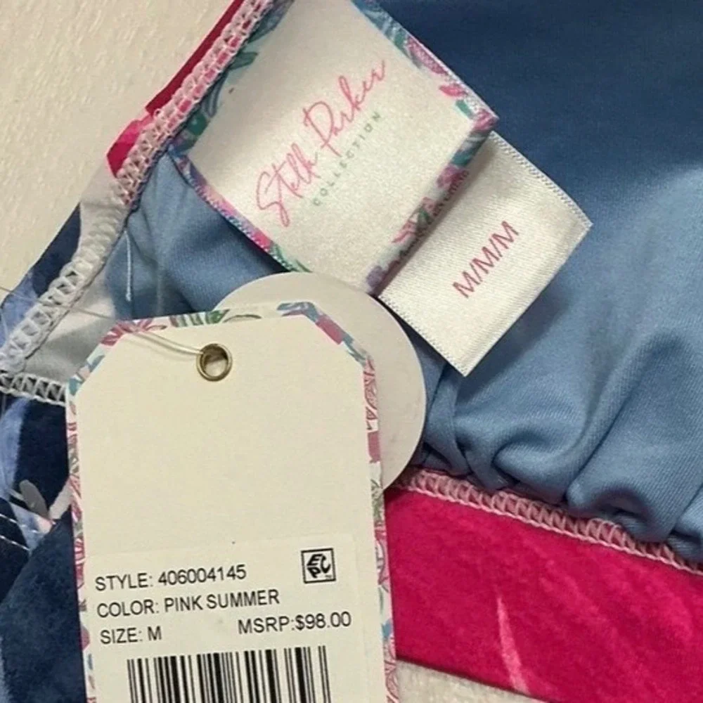 Stella‎ Parker Collection Pink Summer Tropical Leaf Halter Bikini Top Size M