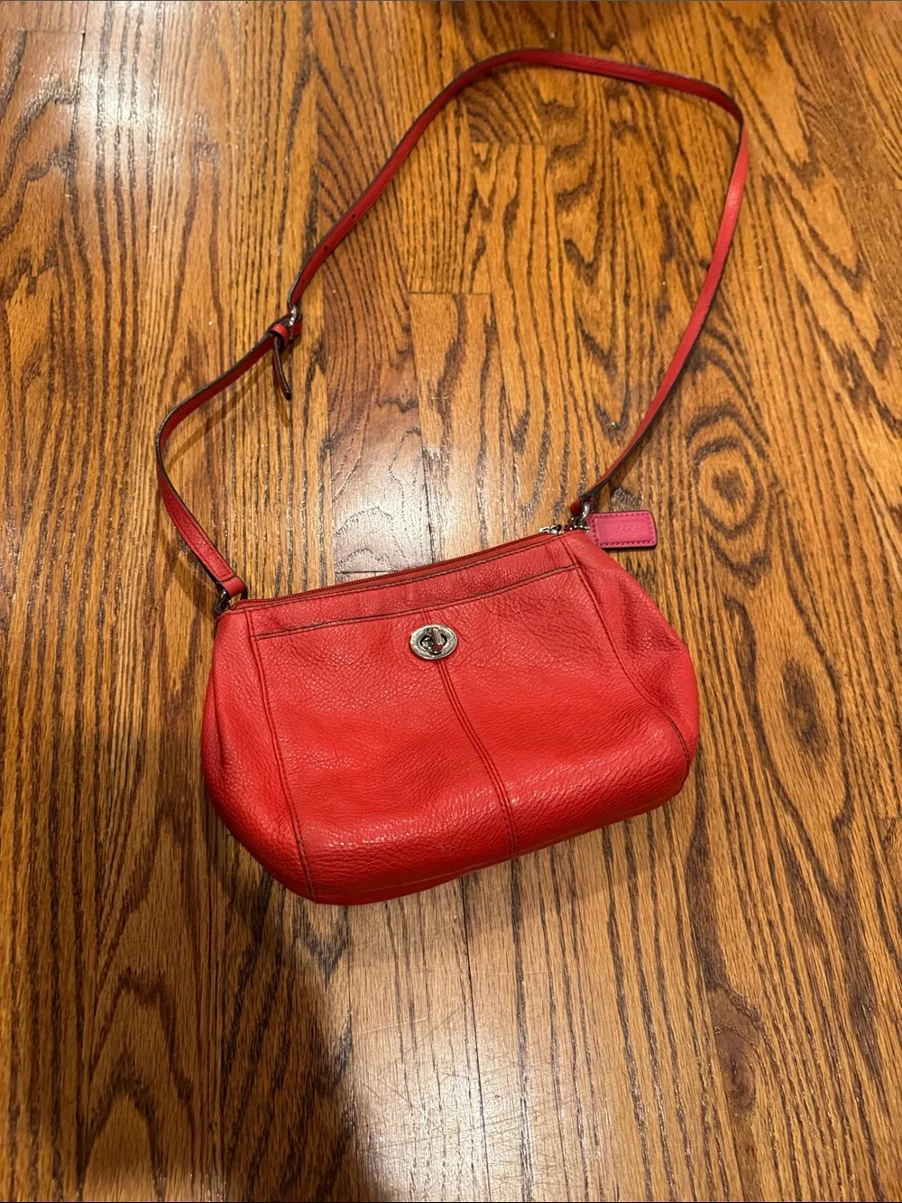 Coach Red Pebbled Leather Crossbody Bag
