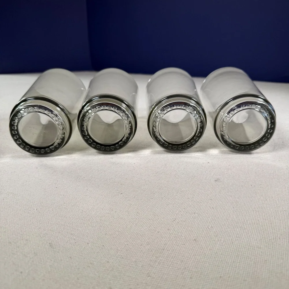 Villeroy & Boch Smoke Grey Glass Tumblers Set of 4 Beaded Base Highball Glasses