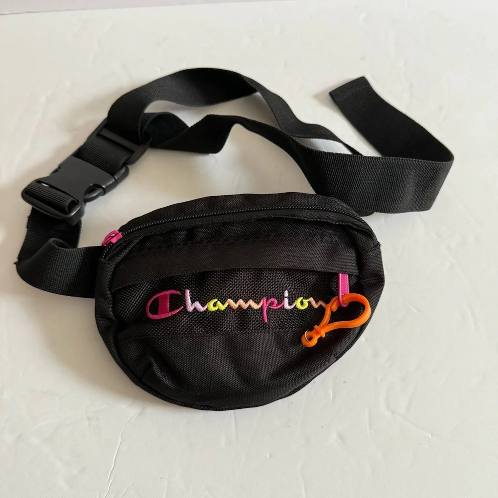 Champion Black Waist Bag with Colorful Logo Little Girls
