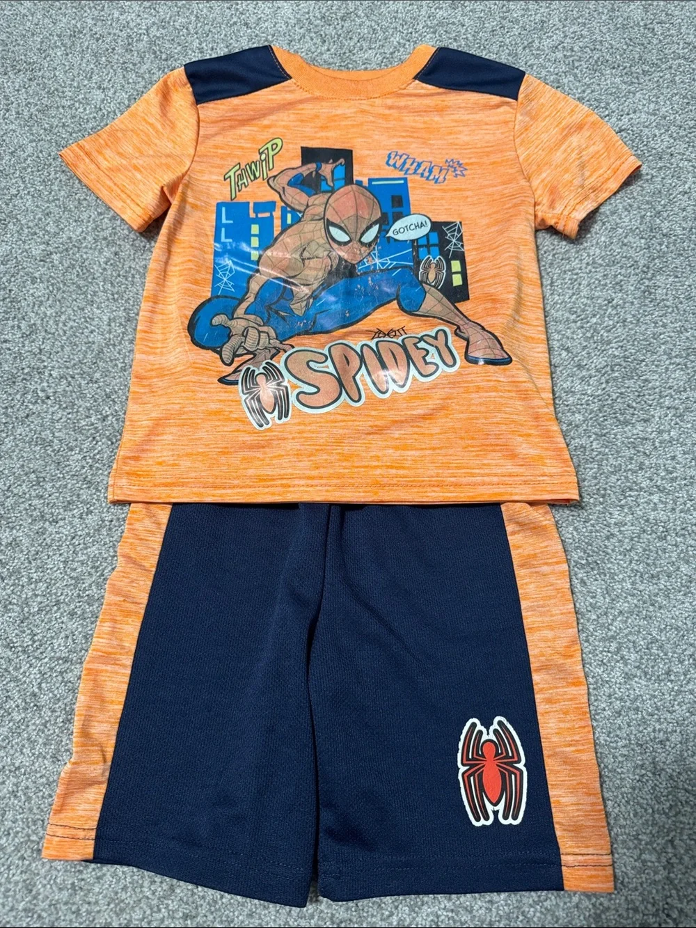 Marvel Orange and Navy Spidey Graphic Kids Pajama Set