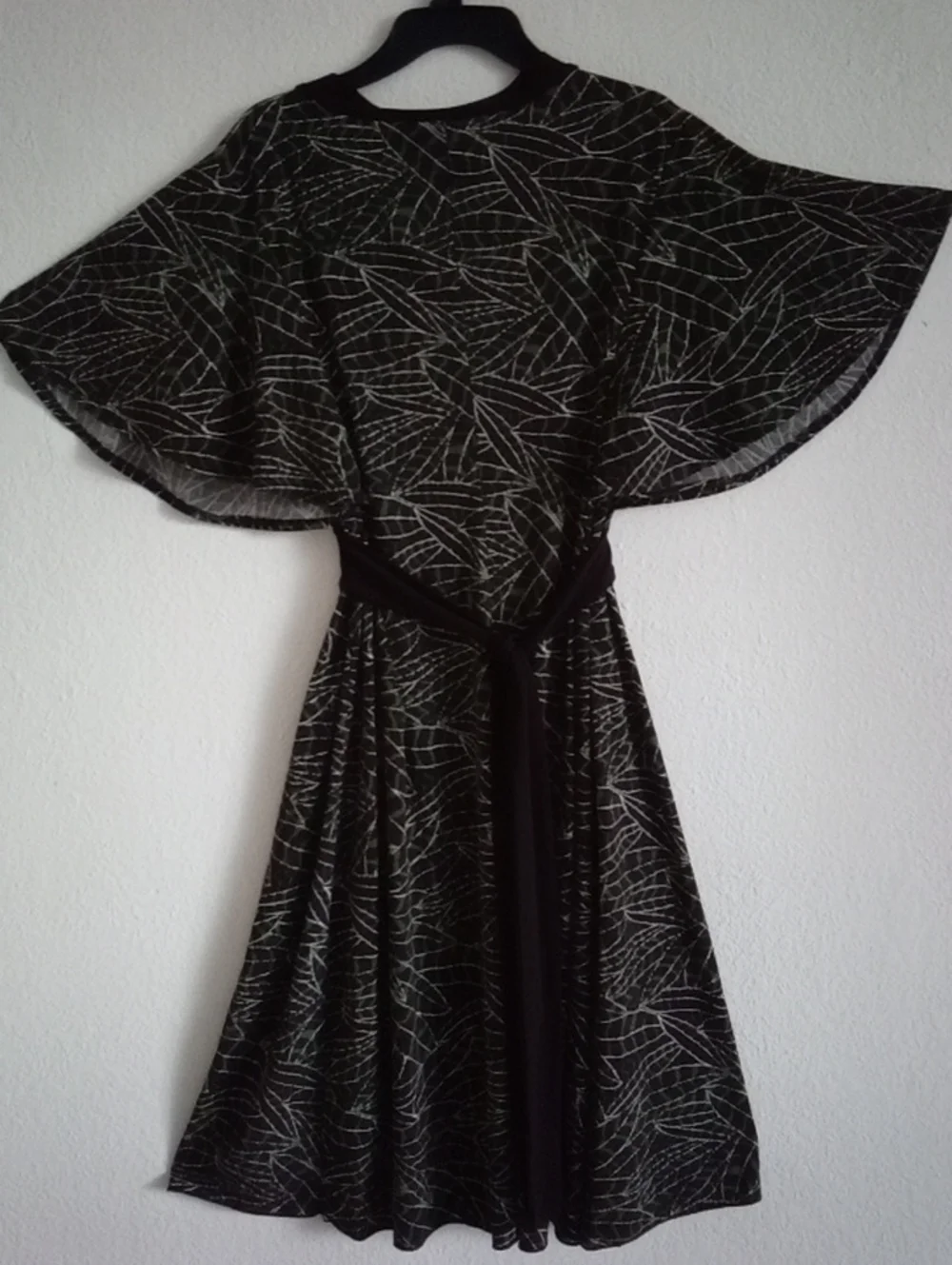 Enfocus Studio Black Dress with White Leaf Print