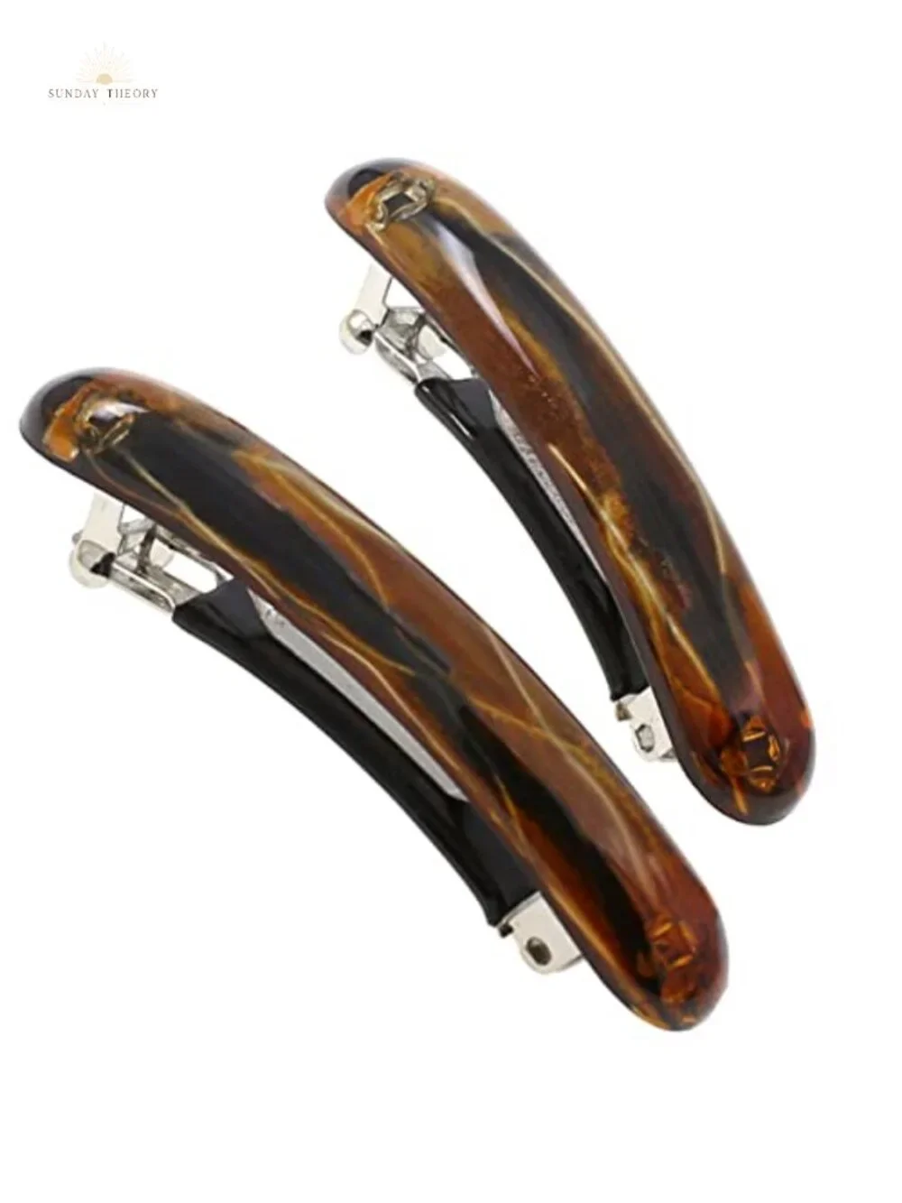 French Hair Barrettes for Women Small Set of 2 Strong Hold Grip Clips No Slip