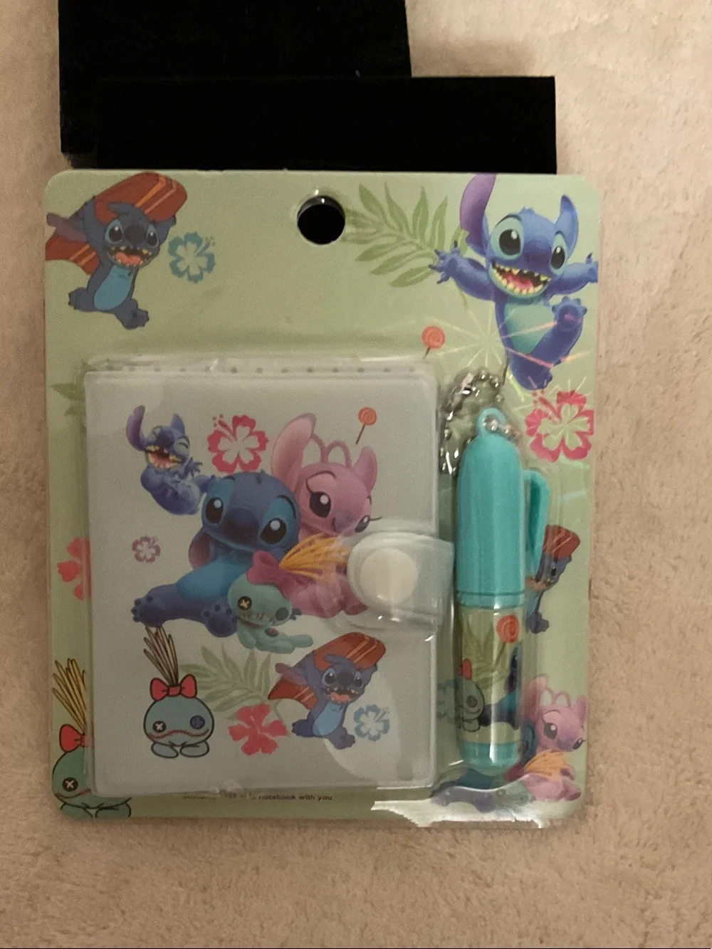 Stitch Kids Mini Notebook & Teal Pen Keychain by