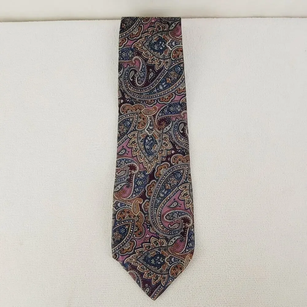 Vintage Oscar de la Renta Couture Collection paisley silk tie Office Career